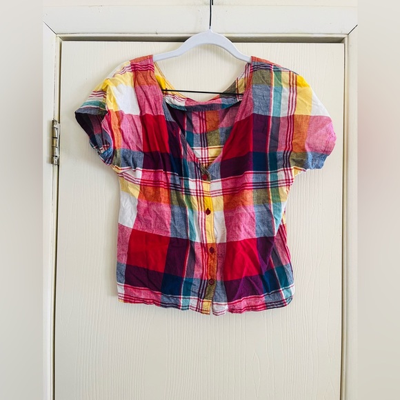Vintage Tops - Vintage 90s made in India cotton Ace & Jig vibes plaid festival crop top S